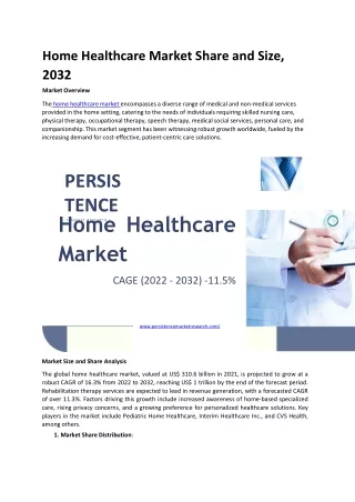 Home Healthcare Market Share and Size, 2032