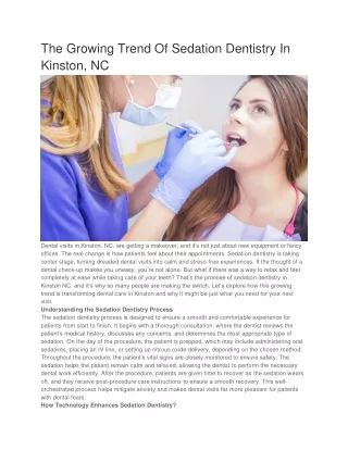 The Growing Trend Of Sedation Dentistry In Kinston, NC