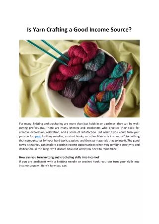 Is Yarn Crafting a Good Income Source?