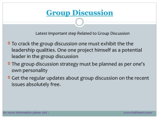 Latest points for Group Discussion