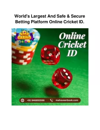 World's Largest And Safe & Secure Betting Platform Online Cricket ID