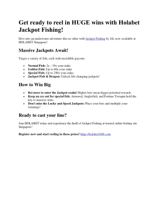 Get ready to reel in HUGE wins with Holabet Jackpot Fishing!