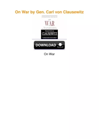 On War by Gen. Carl von Clausewitz