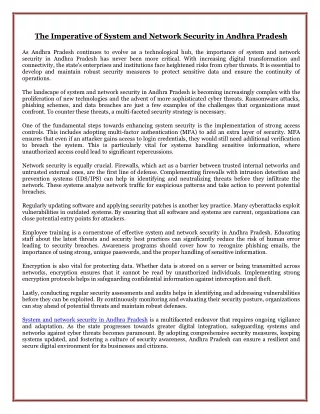 The Imperative of System and Network Security in Andhra Pradesh