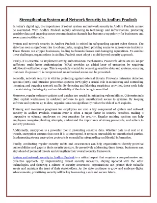 Strengthening System and Network Security in Andhra Pradesh