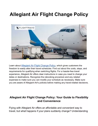 Allegiant Air Flight Change Policy