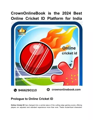 CrownOnlineBook is the 2024 Best Online Cricket ID Platform for India