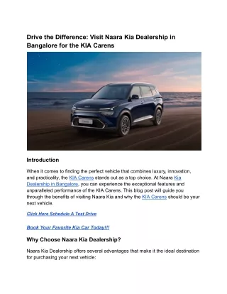 Drive the Difference_ Visit Naara Kia Dealership in Bangalore for the KIA Carens