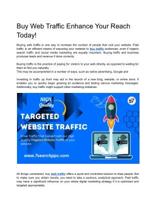 Buy Web Traffic Enhance Your Reach Today!