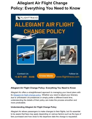 Allegiant Air Flight Change Policy