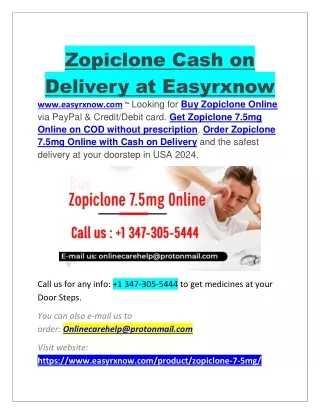 Zopiclone Cash on Delivery at Easyrxnow