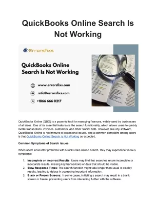QuickBooks Online Search Is Not Working