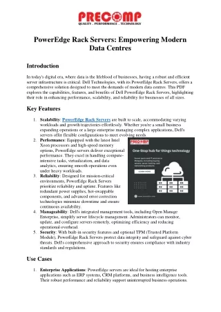 PowerEdge Rack Servers: Empowering Modern Data Centres