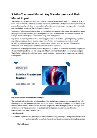 Sciatica Treatment Market: Key Manufacturers and Their Market Impact