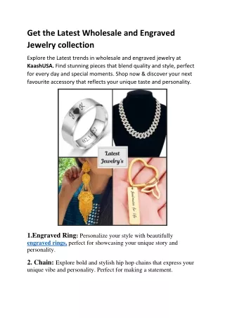 Get the Latest Wholesale and Engraved Jewelry collection