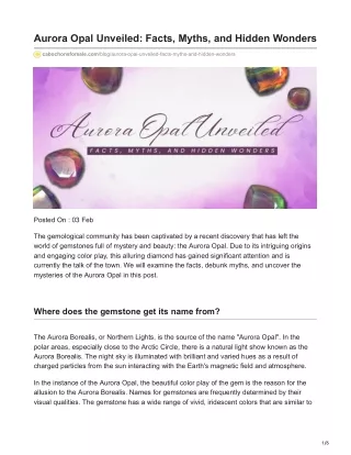 Aurora Opal Unveiled Facts Myths and Hidden Wonders