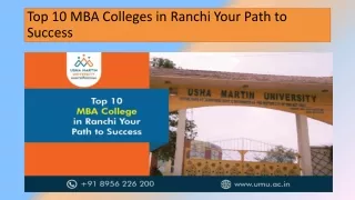 Top 10 MBA Colleges in Ranchi Your Path to Success