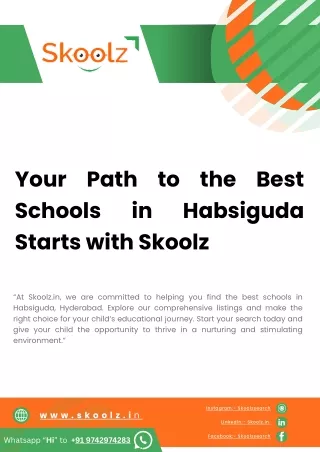 Your Path to the Best Schools in Habsiguda Starts with Skoolz
