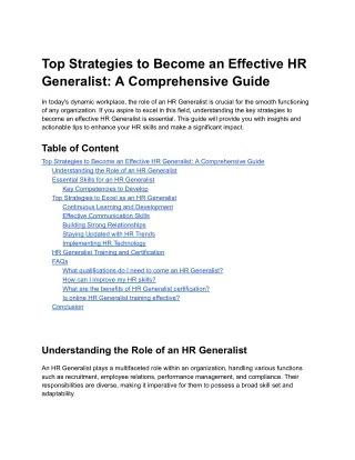 Top Strategies to Become an Effective HR Generalist_ A Comprehensive Guide