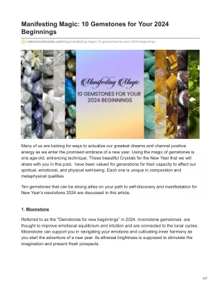 Manifesting Magic 10 Gemstones for Your 2024 Beginnings