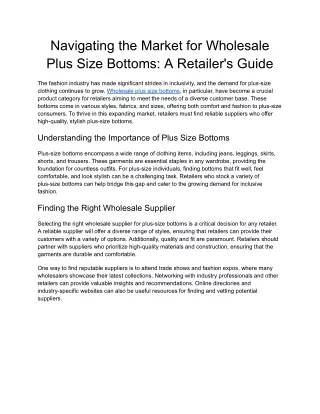 Navigating the Market for Wholesale Plus Size Bottoms_ A Retailer's Guide