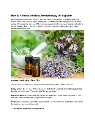 How to Choose the Best Aromatherapy Oil Supplier