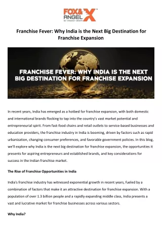 Franchise Fever Why India is the Next Big Destination for Franchise Expansion