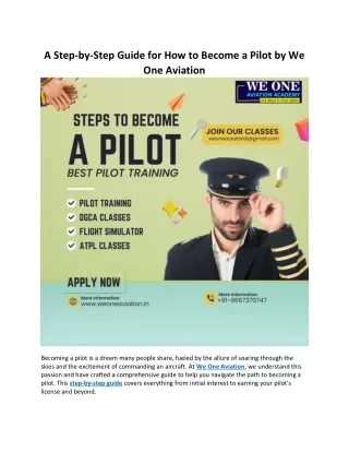 A Step-by-Step Guide for How to Become a Pilot by We One Aviation