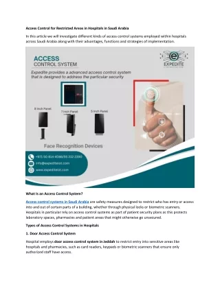 Access Control for Restricted Areas in Hospitals in Saudi Arabia