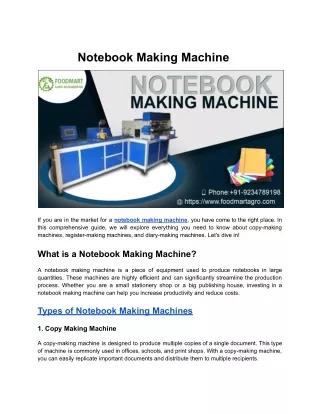 Notebook Making Machine