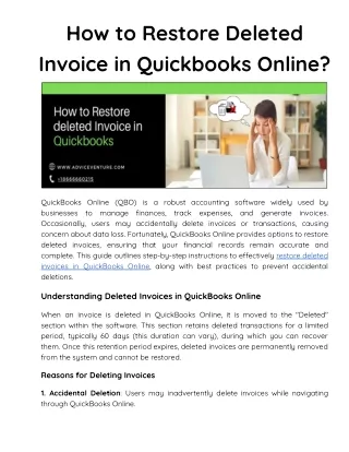 How to Restore deleted Invoice in Quickbooks Online (2)