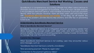 Troubleshooting QuickBooks Merchant Service Not Working