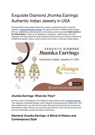 Exquisite Diamond Jhumka Earrings_ Authentic Indian Jewelry in USA