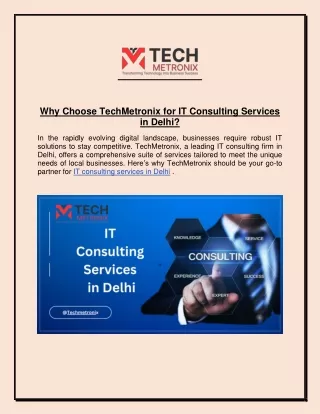 Why Choose TechMetronix for IT Consulting Services in Delhi?