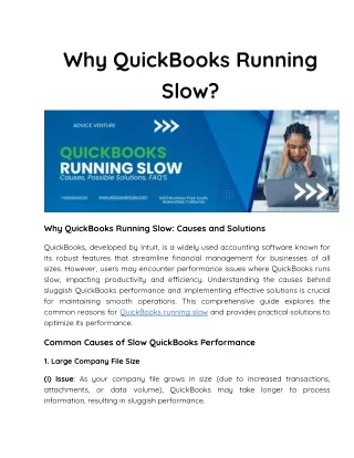 Why QuickBooks Running Slow