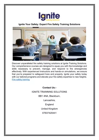 Ignite Your Safety: Expert Fire Safety Training Solutions