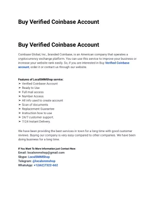 Best Sites to Buy Verified Coinbase Account in Online
