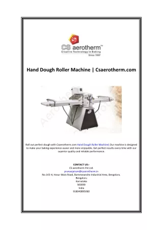 Hand Dough Roller Machine | Csaerotherm.com