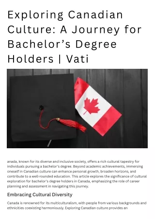 Exploring Canadian Culture A Journey for Bachelor’s Degree Holders | Vati