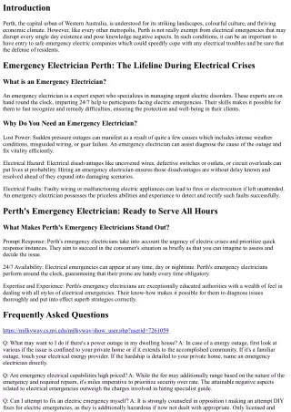 Emergency Electrical Services in Perth: What to Expect