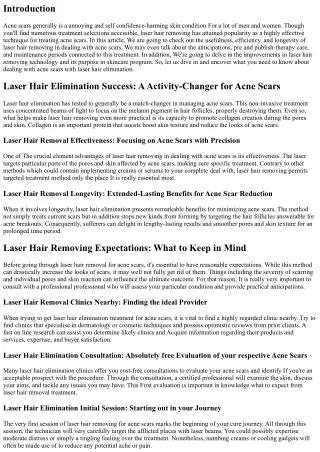 Dealing with Acne Scars with Laser Hair Removing: What You Need to Know