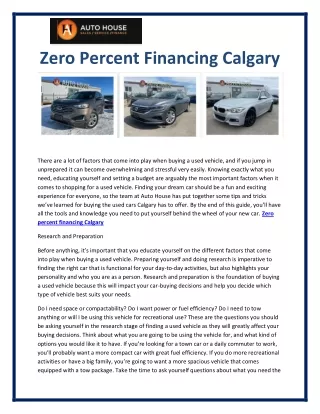 Zero percent financing calgary