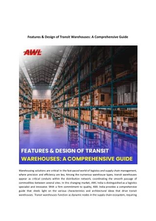 Explore the Features of Transit Warehouses With AWL India