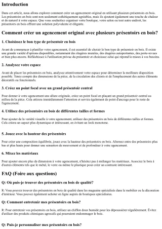 Comment créer un agencement original avec plusieurs présentoirs en bois