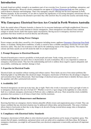 Why Emergency Electrical Services Are Crucial in Perth Western Australia