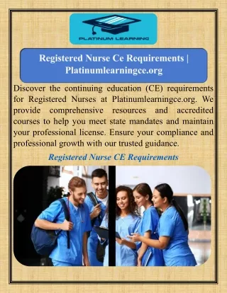 Registered Nurse Ce Requirements   Platinumlearningce.org