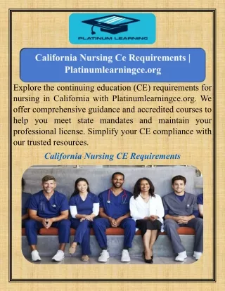 California Nursing Ce Requirements   Platinumlearningce.org