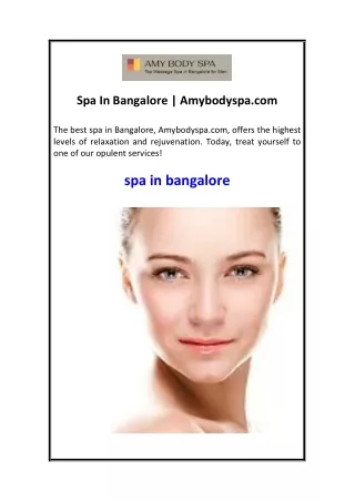 Spa In Bangalore  Amybodyspa.com