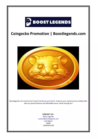 Coingecko Promotion | Boostlegends.com