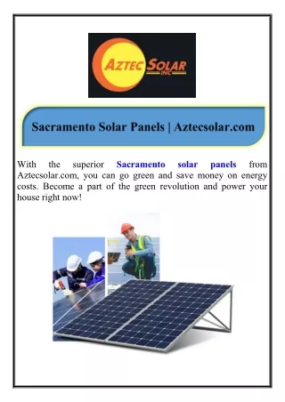 Sacramento Solar Panels Aztecsolar.com